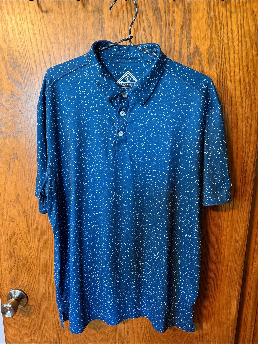 BURLEBO Navy Polo with White Speckle Print